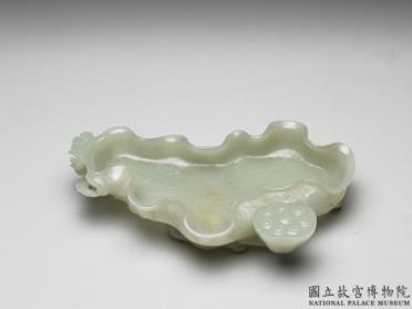 图片[2]-Jade brush washer in the shape of a lotus leaf, Qing dynasty (1644-1911)-China Archive